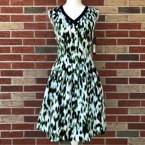Marc New York NWT Watercolor Print Sleeveless White Green Fit & Flare Dress 👗
